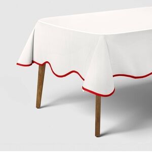 Threshold 104"x60" Red Scallop Tablecloth